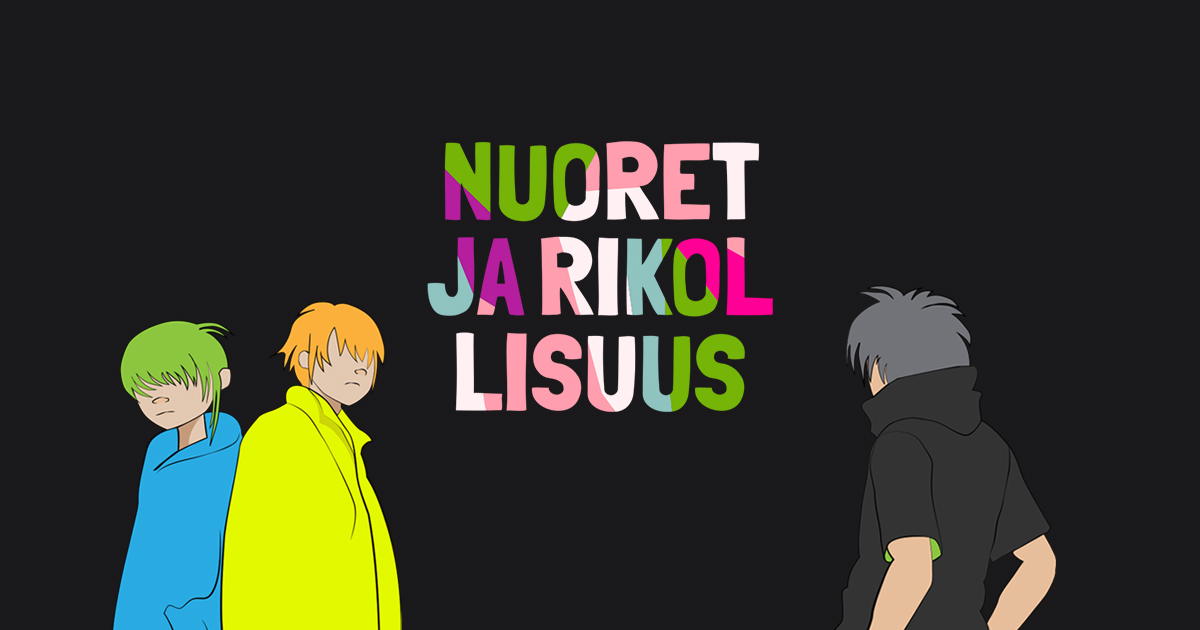 Cartoon characters and a text 