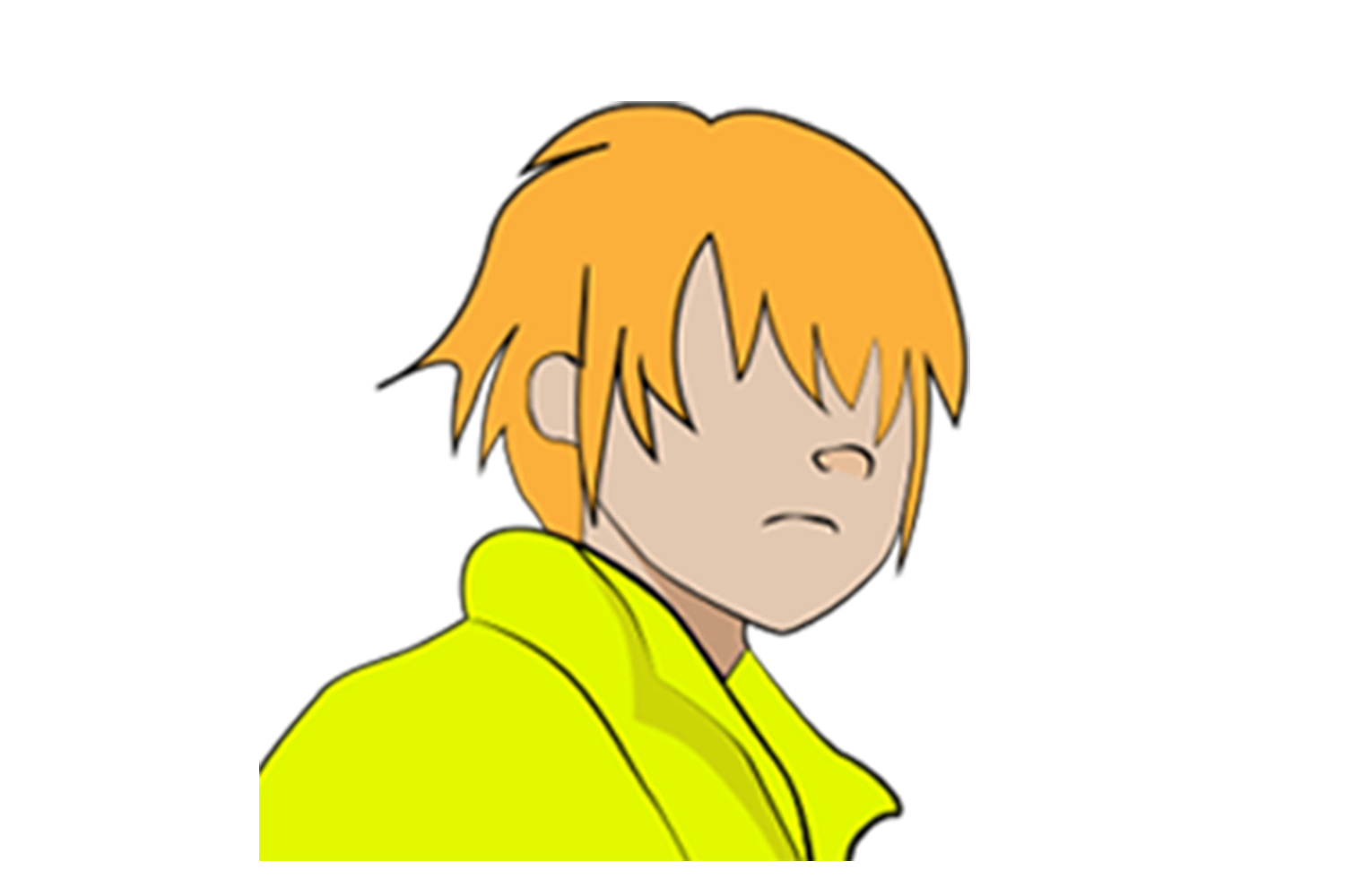 A cartoon character in a yellow hoodie.