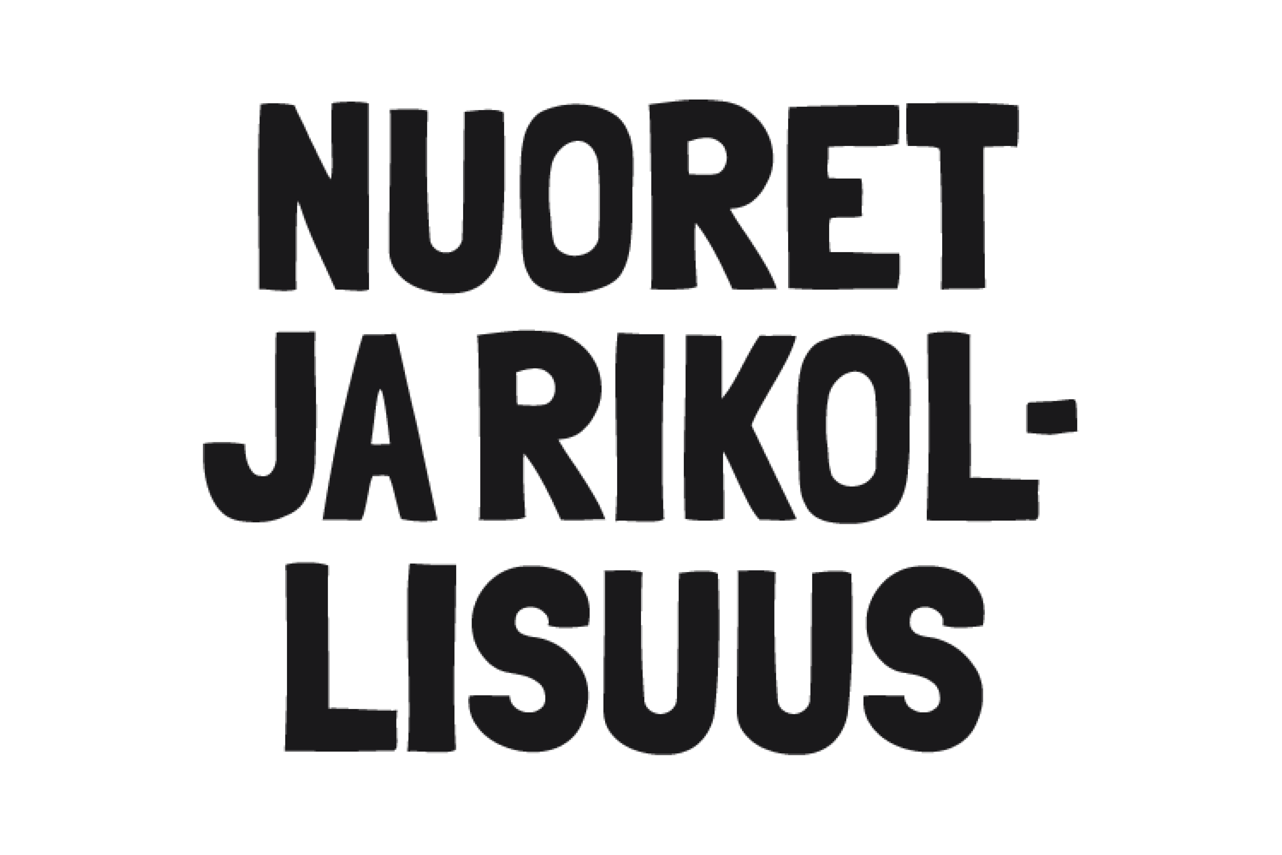 Valkoisella pohjalla musta teksti 