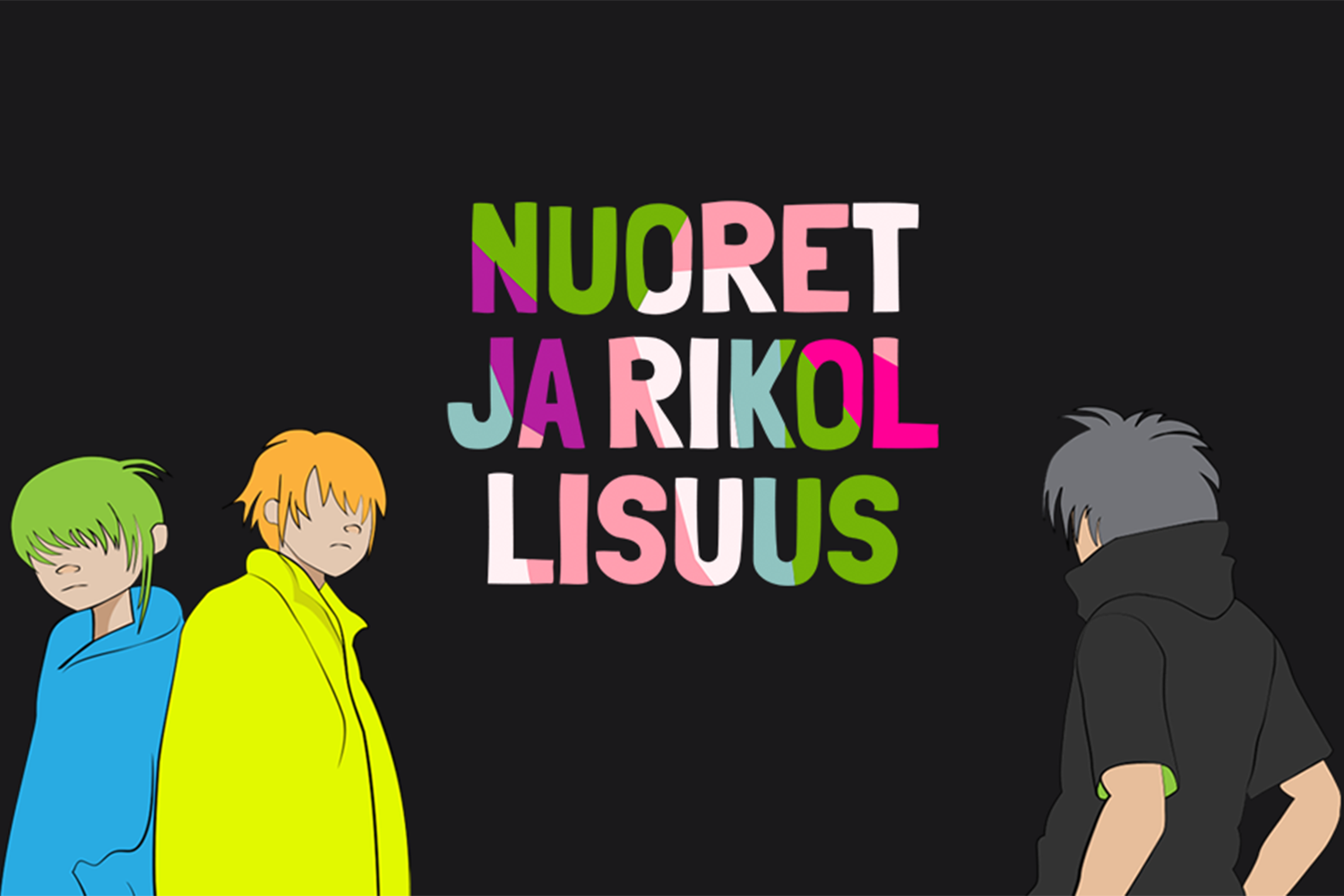 Sarjakuvahahmoja ja teksi 