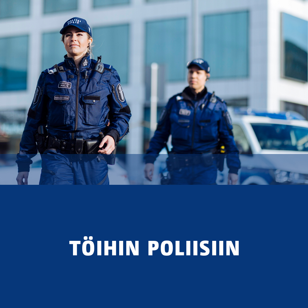 Töihin poliisiin -sivulle ohjaava Poliisi.fi etusivun banneri.