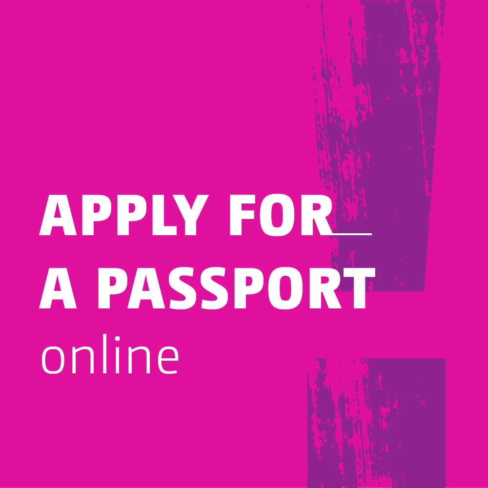 Banner that says Apply for a passport online.