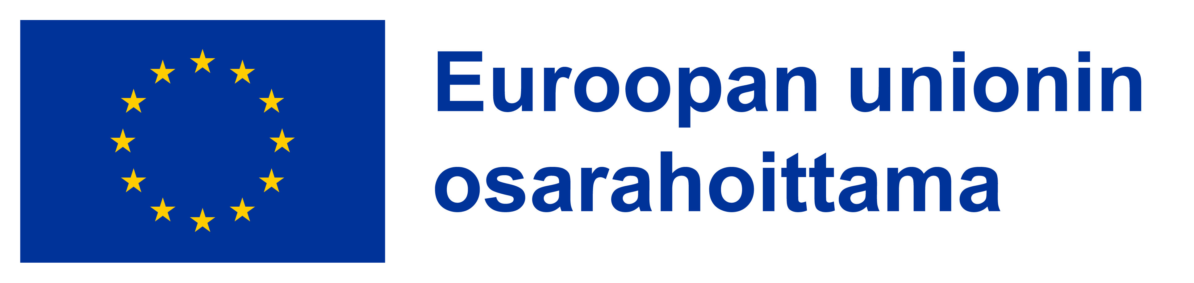 Euroopan unionin osarahoittama -logo. Sininen lippu keltaisilla tähdillä.