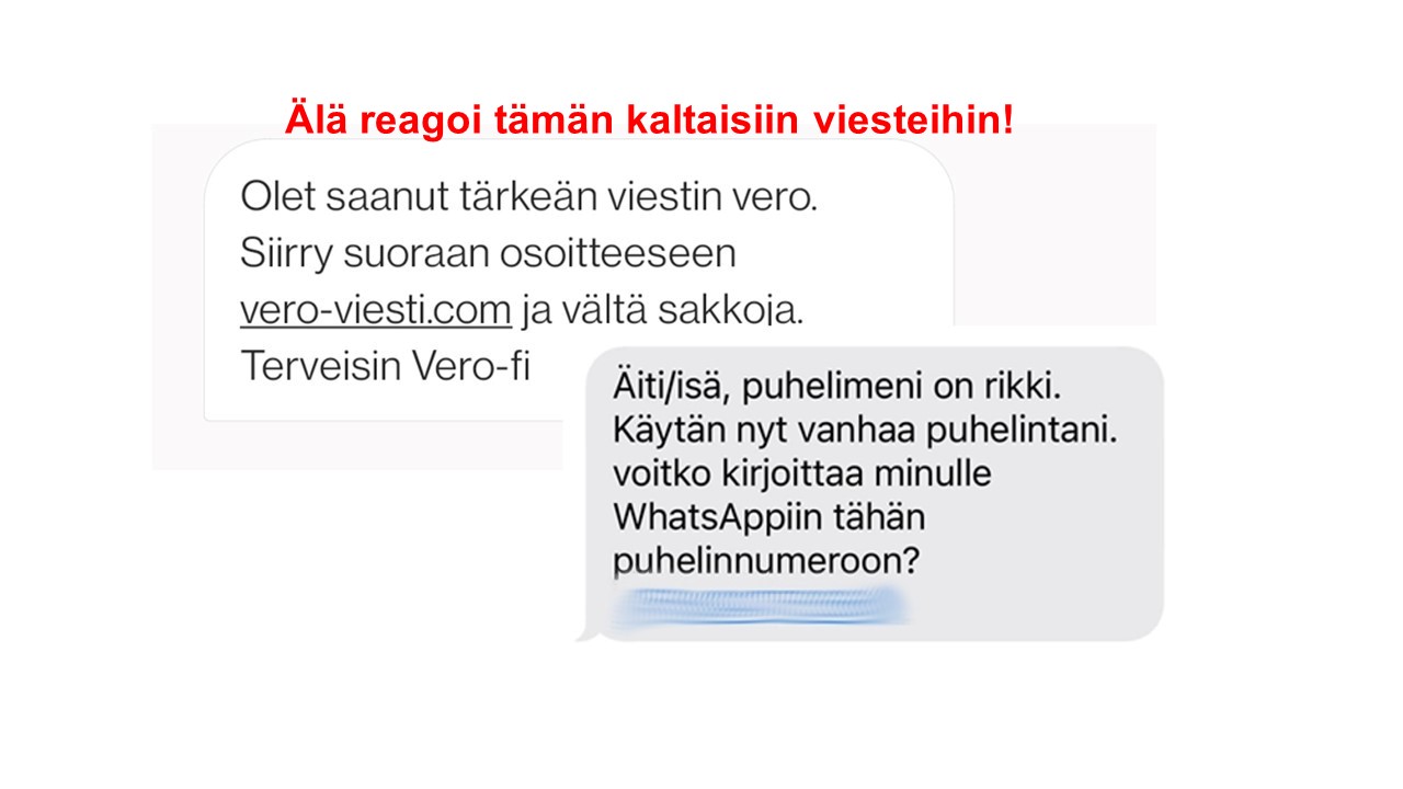 Esimerkki huijausviestistä.