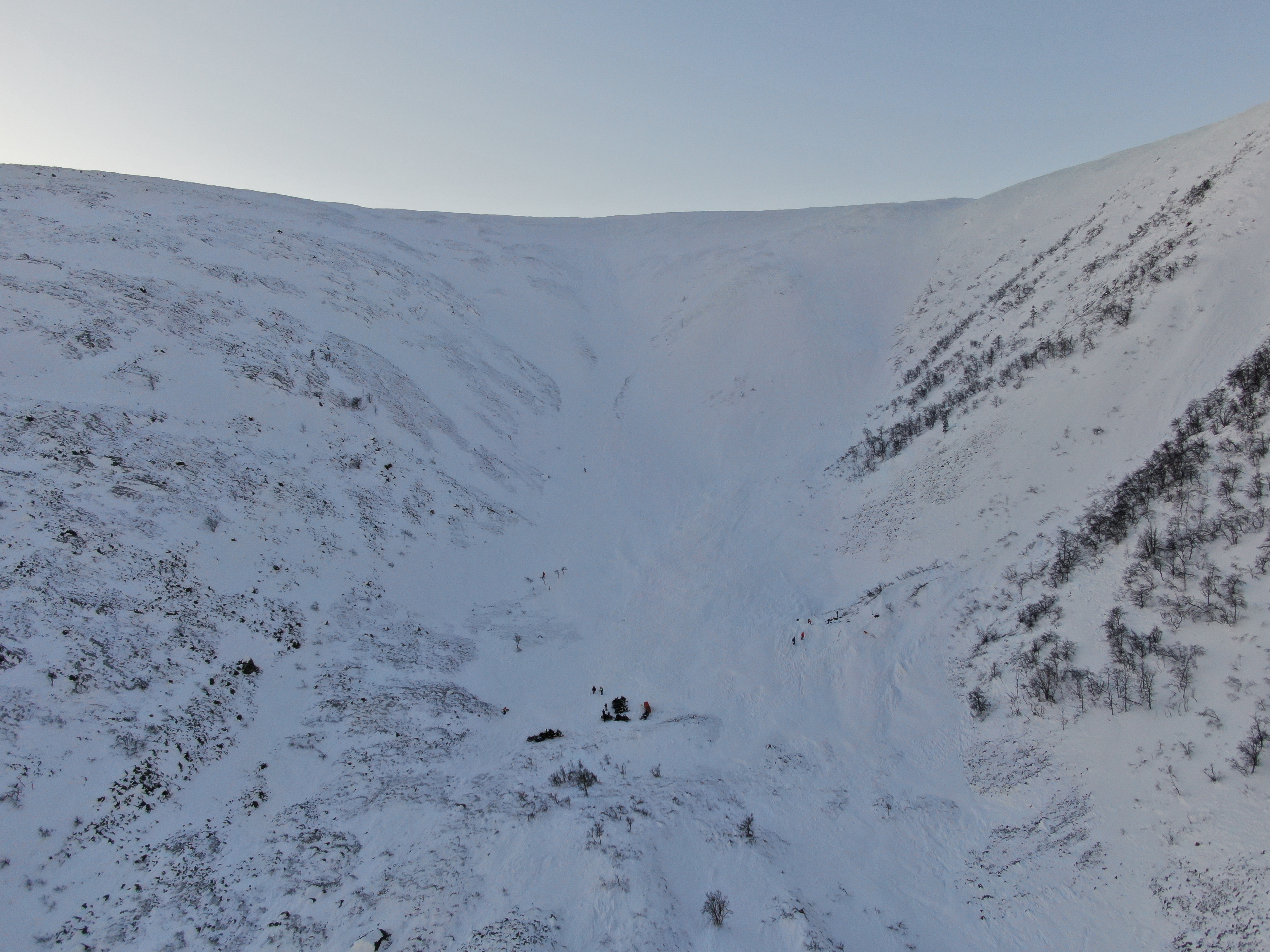 Ilmakuva Pallaksen lumivyöryalueesta.