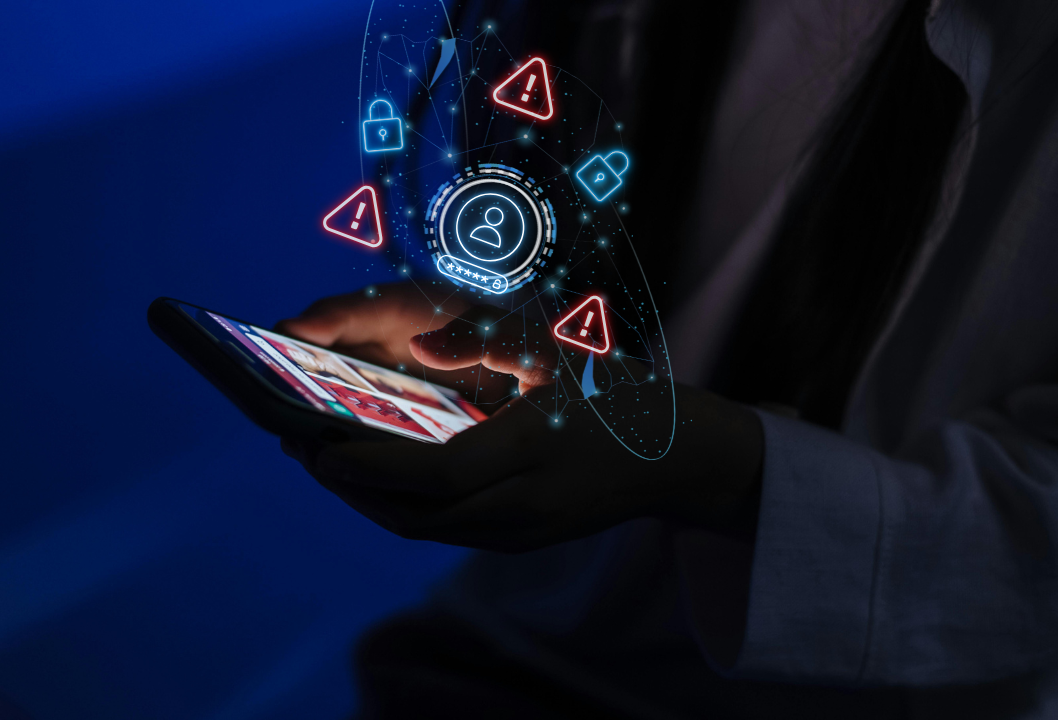 Young person scrolling on the phone.